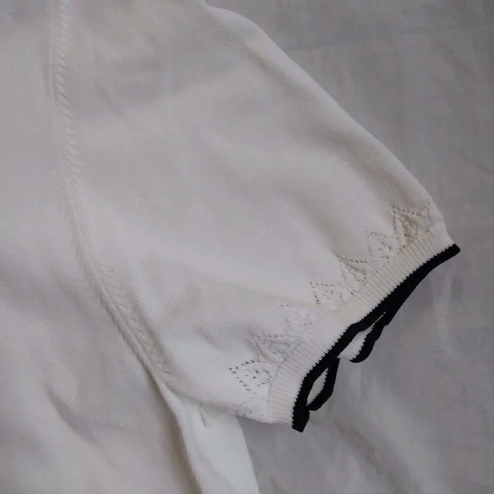 Alfred Dunner White Sweater Embroidered Butterfly Cottagecore Grandmacore 2X